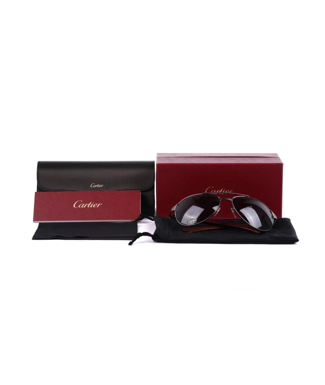 CARTIER Серые деревянные солнцезащитные очки, фото 2