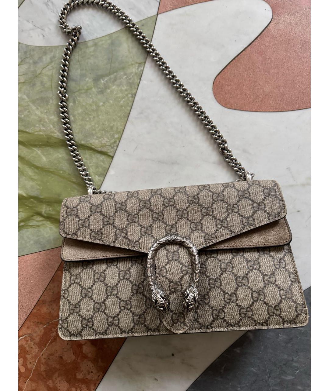 GUCCI Бежевая кожаная сумка через плечо, фото 3