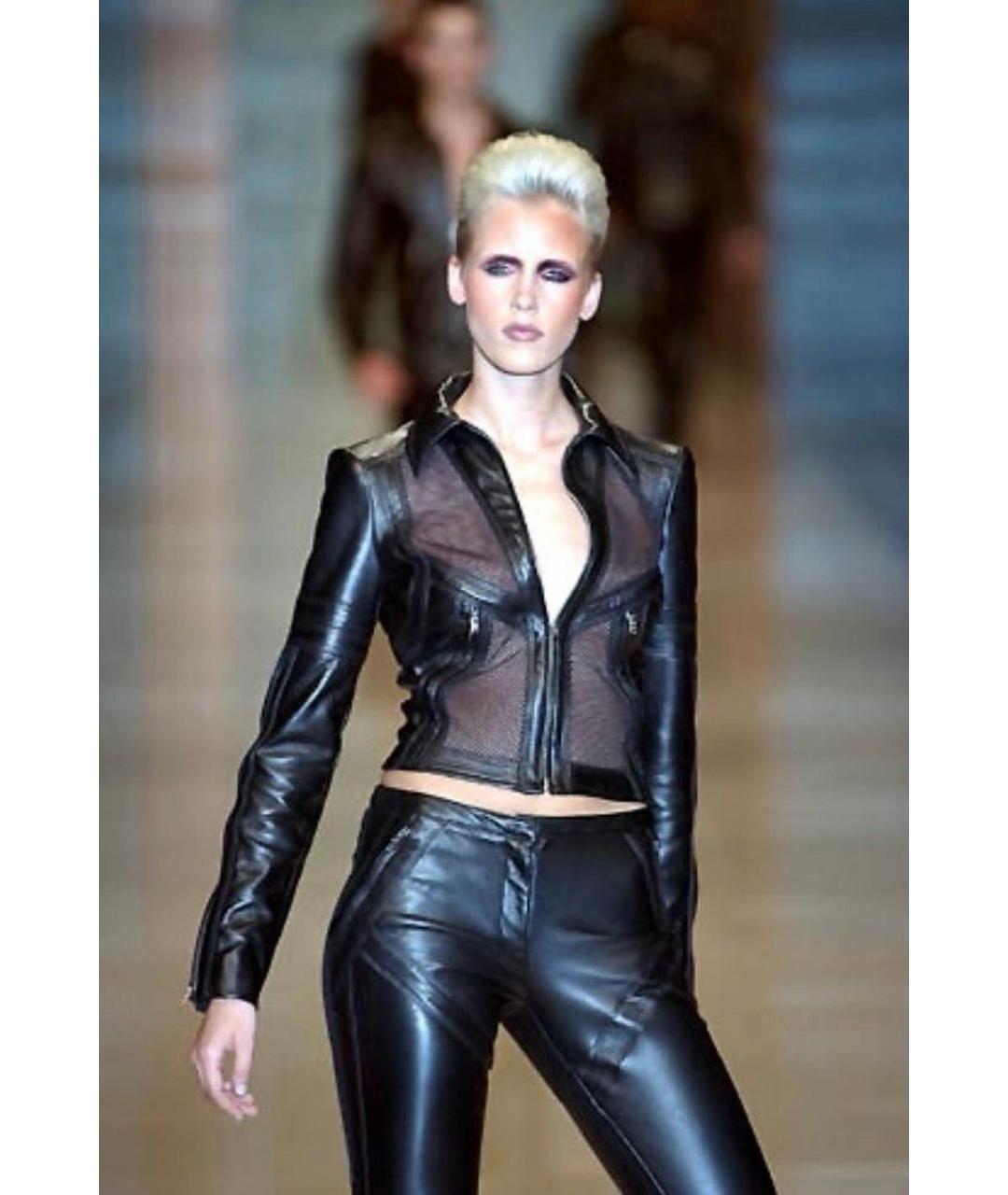 VERSACE Черная кожаная куртка, фото 2