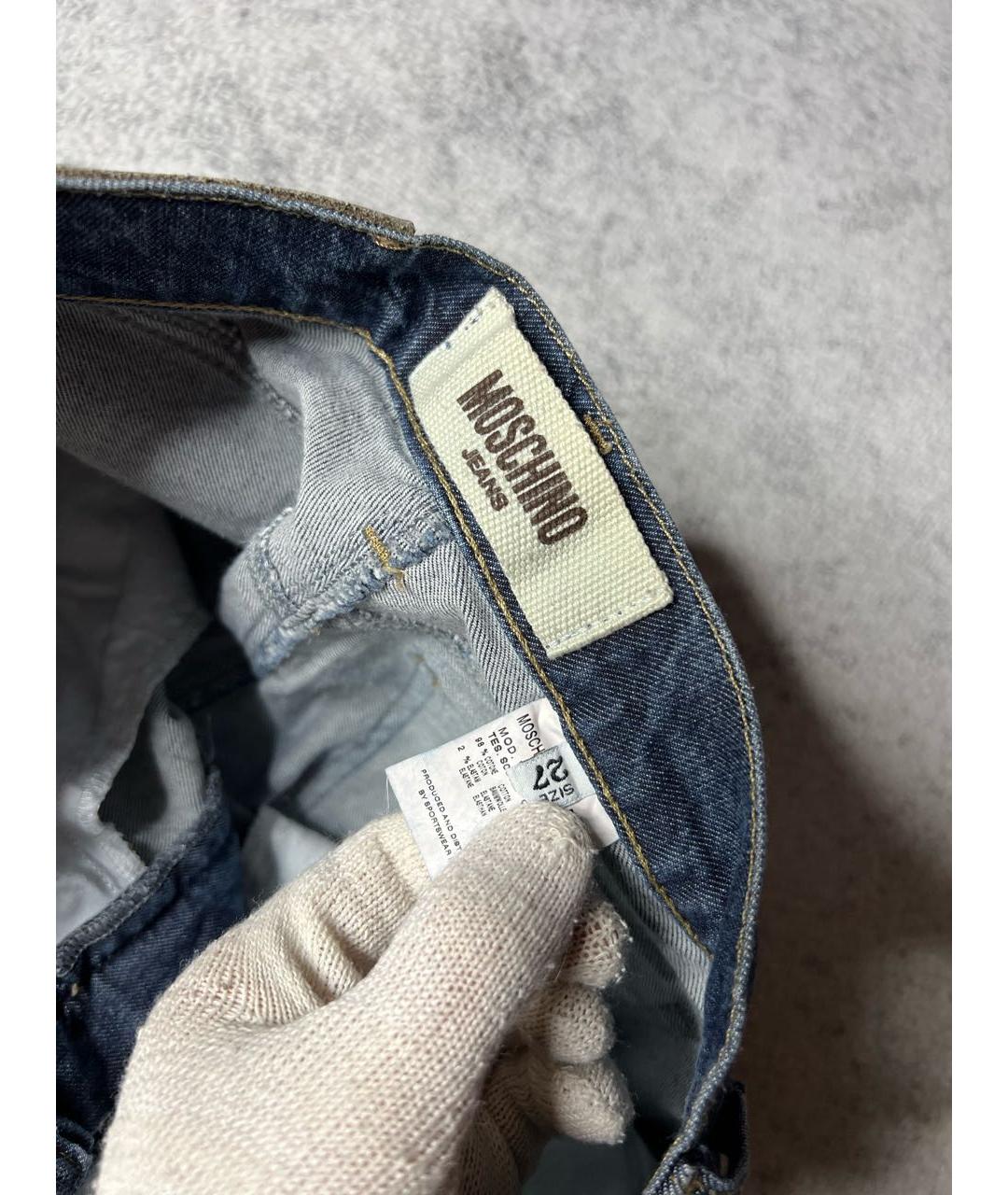 MOSCHINO Синие хлопко-эластановые прямые джинсы, фото 7