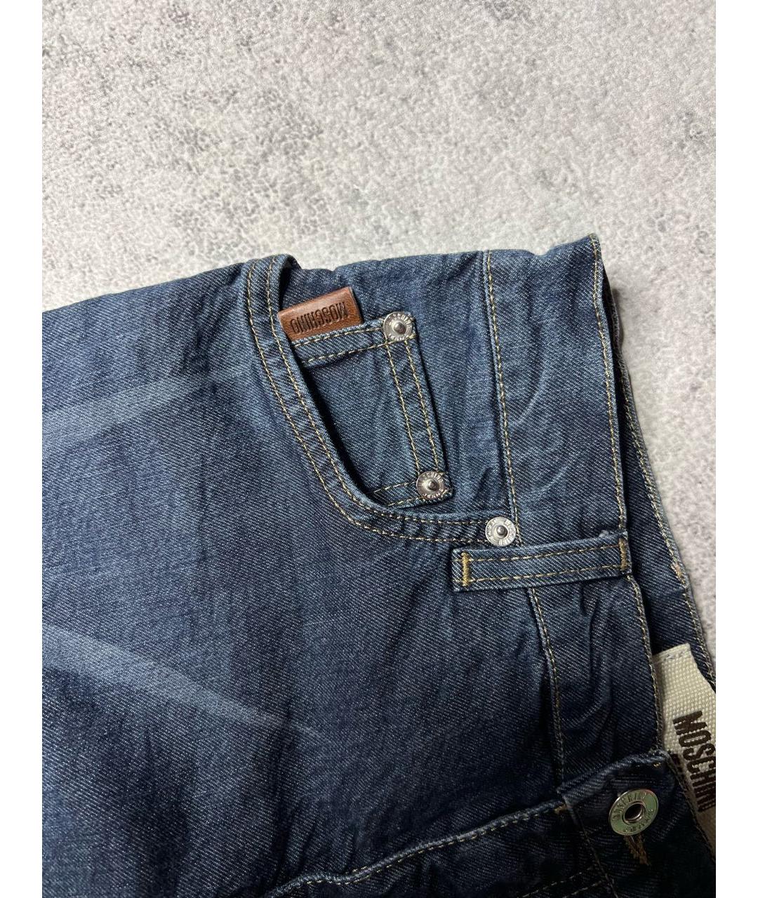 MOSCHINO Синие хлопко-эластановые прямые джинсы, фото 5