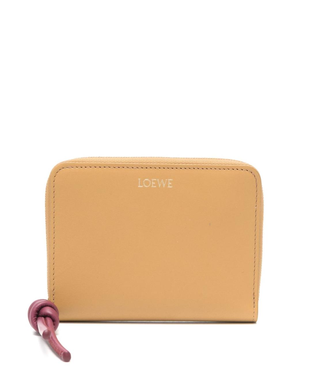 LOEWE Бежевый кожаный кошелек, фото 3