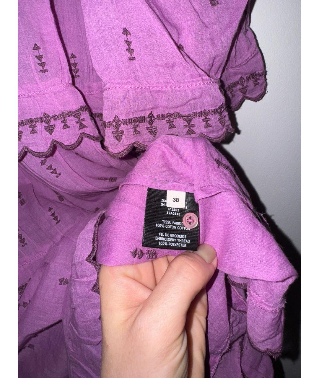 ISABEL MARANT ETOILE Фиолетовое хлопковое повседневное платье, фото 3