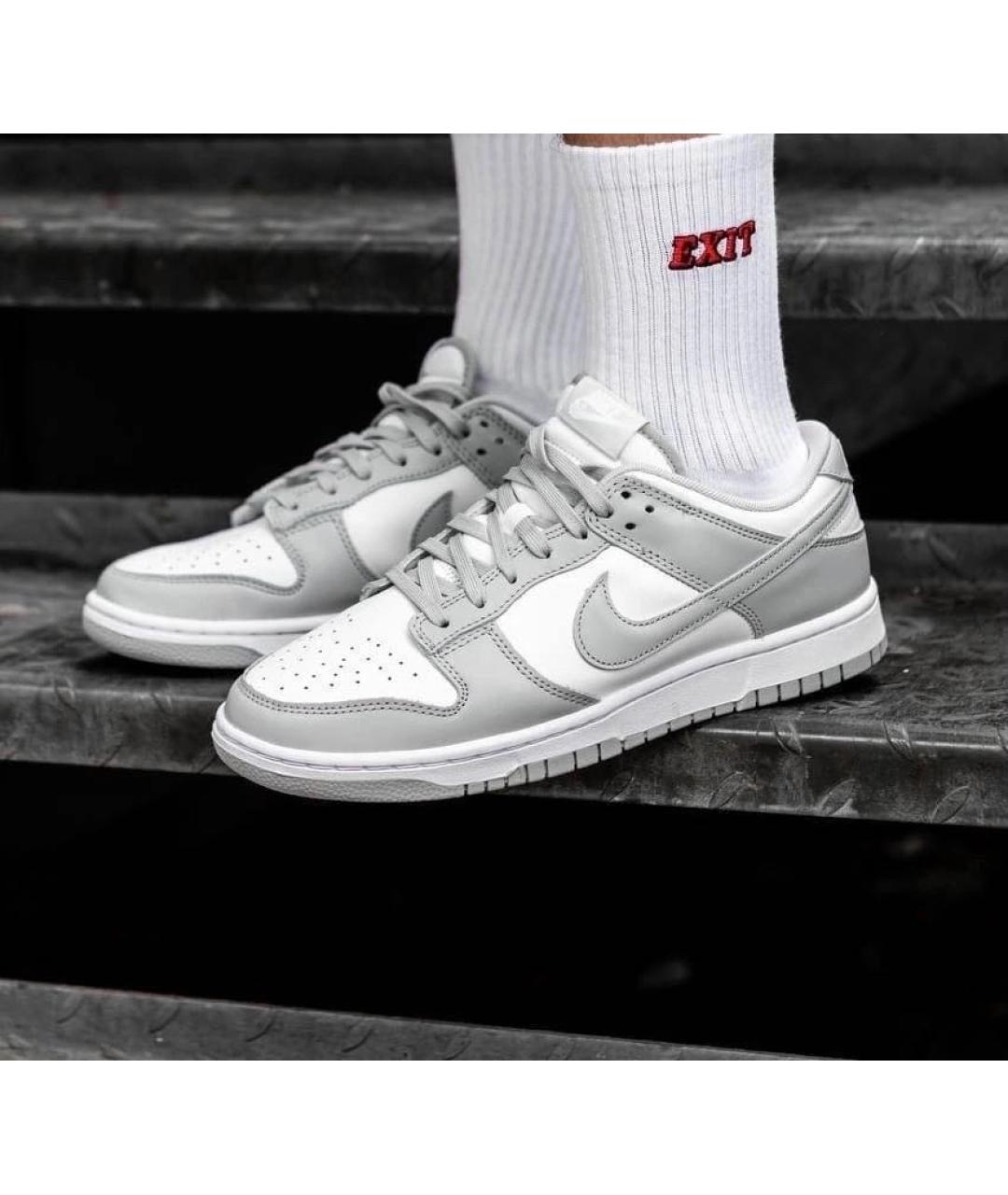 NIKE Серые кожаные низкие кроссовки / кеды, фото 6