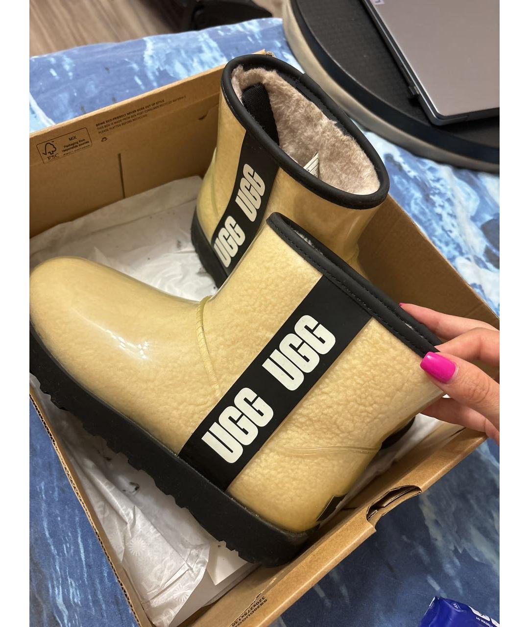 UGG AUSTRALIA Бежевые резиновые ботинки, фото 2