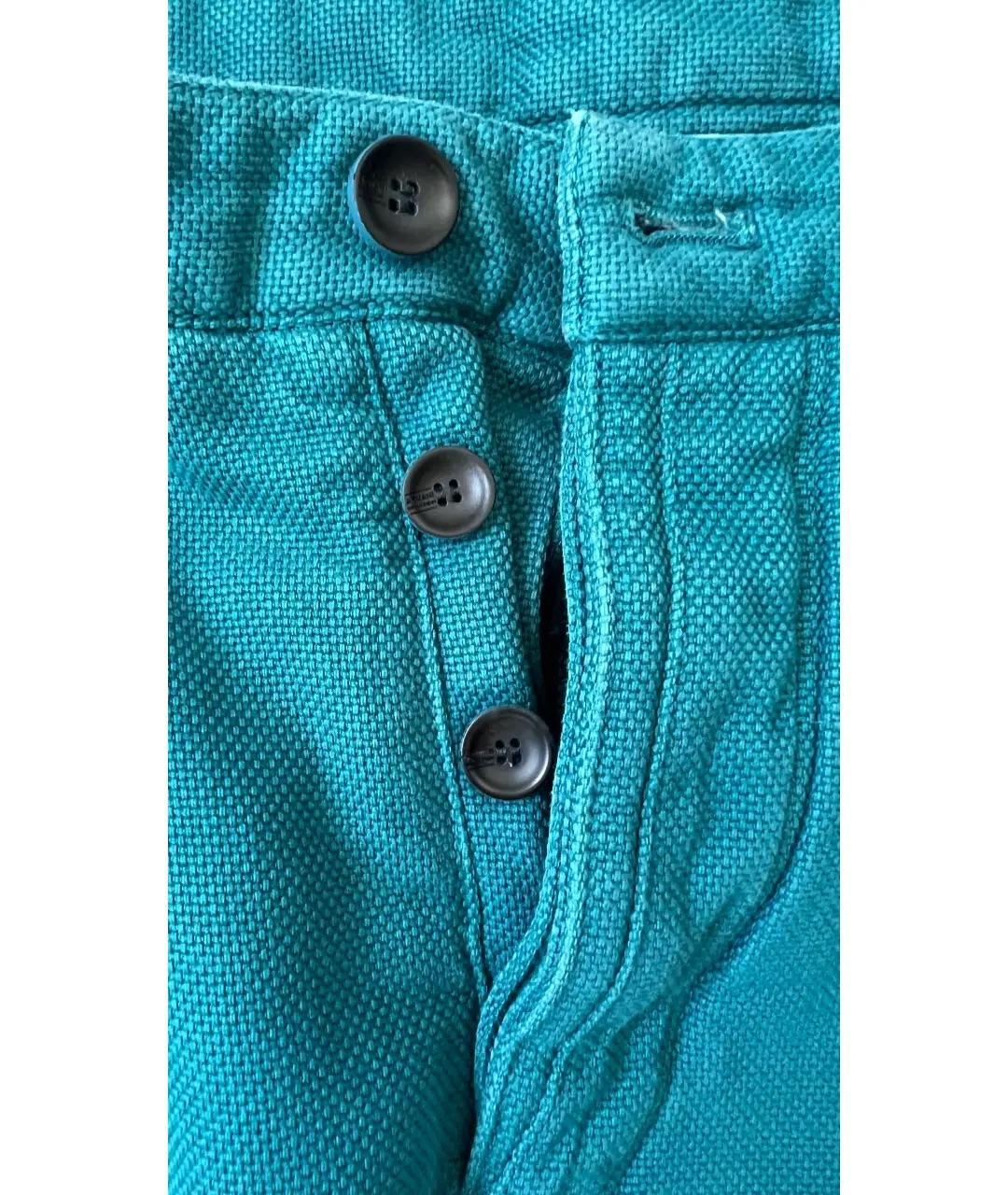 ARMANI COLLEZIONI Бирюзовые хлопковые прямые джинсы, фото 3