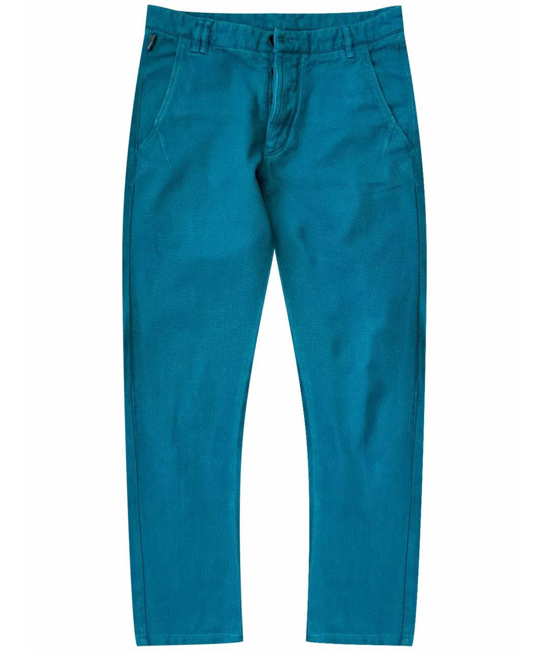 ARMANI COLLEZIONI Бирюзовые хлопковые прямые джинсы, фото 1