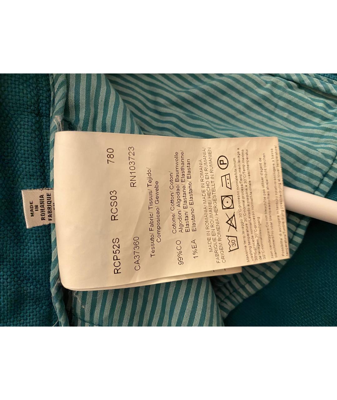 ARMANI COLLEZIONI Бирюзовые хлопковые прямые джинсы, фото 7