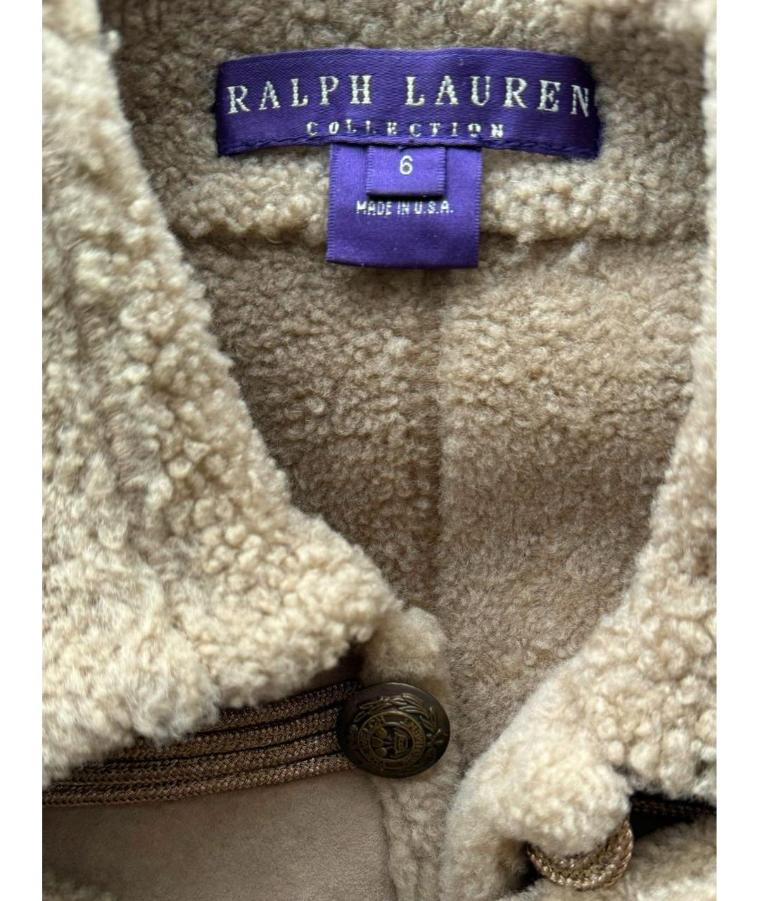 RALPH LAUREN PURPLE LABEL Бежевая замшевая дубленка, фото 5