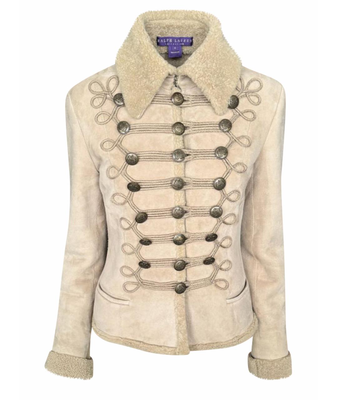 RALPH LAUREN PURPLE LABEL Бежевая замшевая дубленка, фото 1