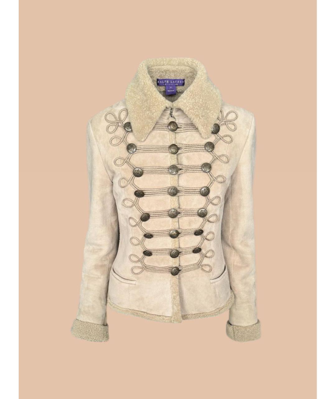 RALPH LAUREN PURPLE LABEL Бежевая замшевая дубленка, фото 8