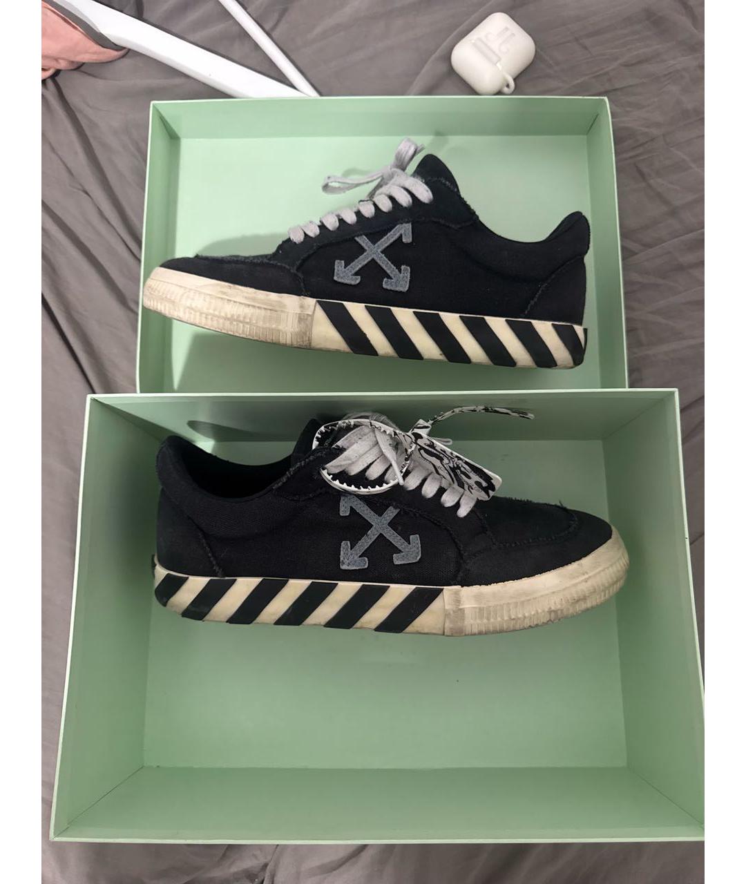 OFF-WHITE Черные текстильные низкие кроссовки / кеды, фото 2