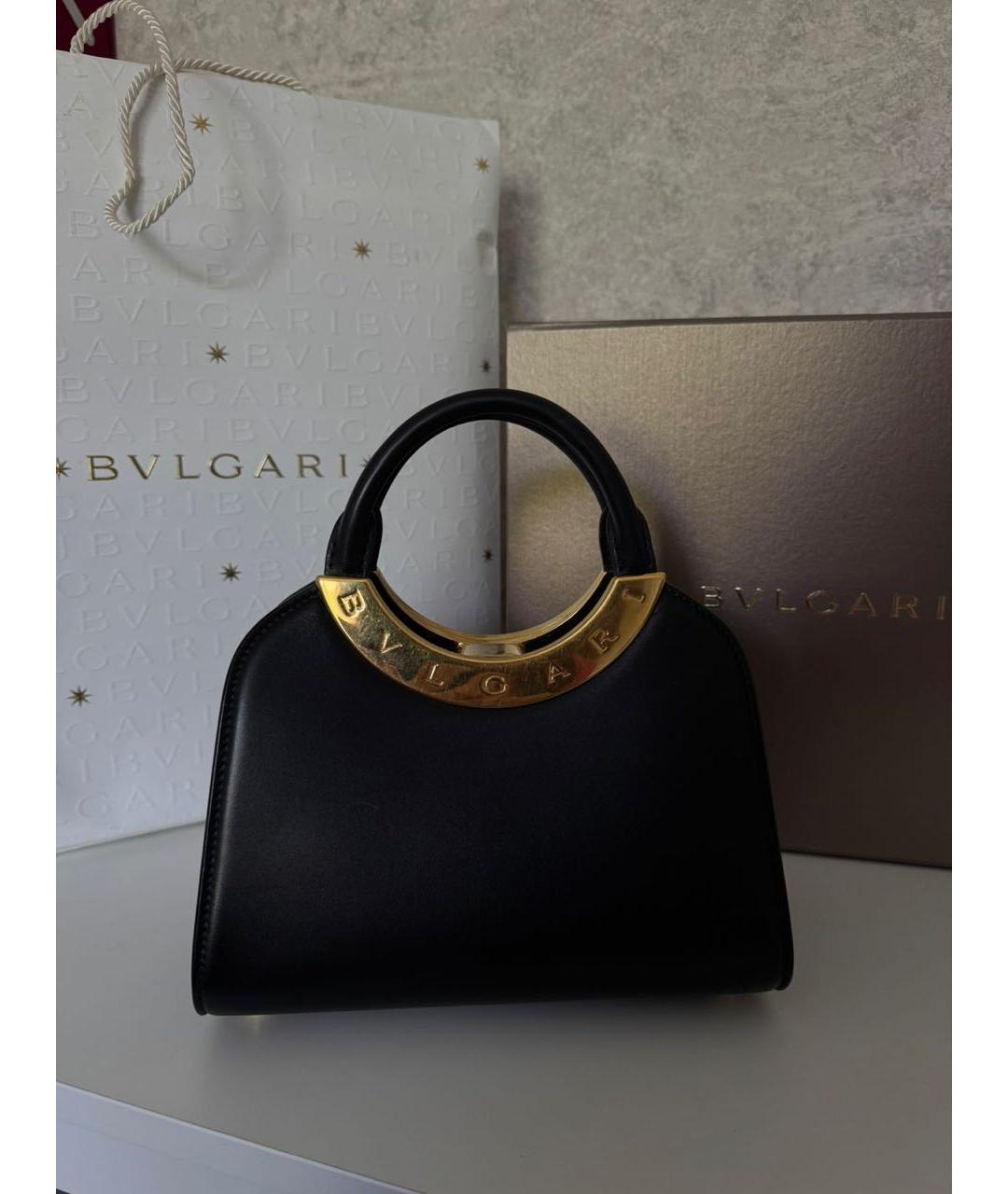 BVLGARI Черная кожаная сумка тоут, фото 6