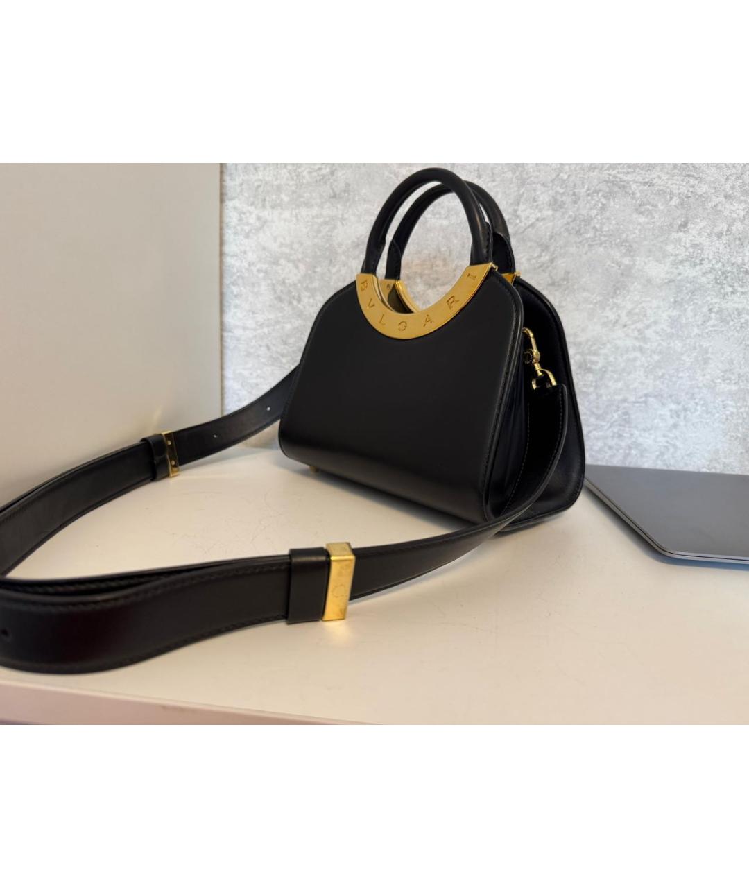 BVLGARI Черная кожаная сумка тоут, фото 5