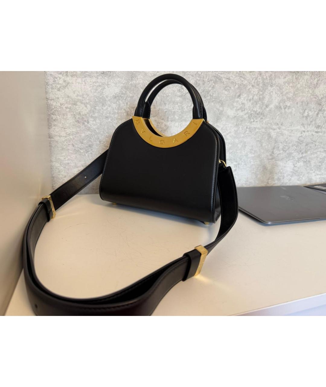 BVLGARI Черная кожаная сумка тоут, фото 4