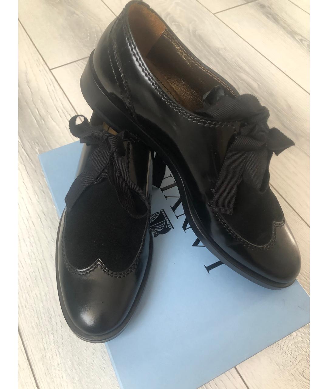 LANVIN Черные кожаные брогги и оксфорды, фото 6