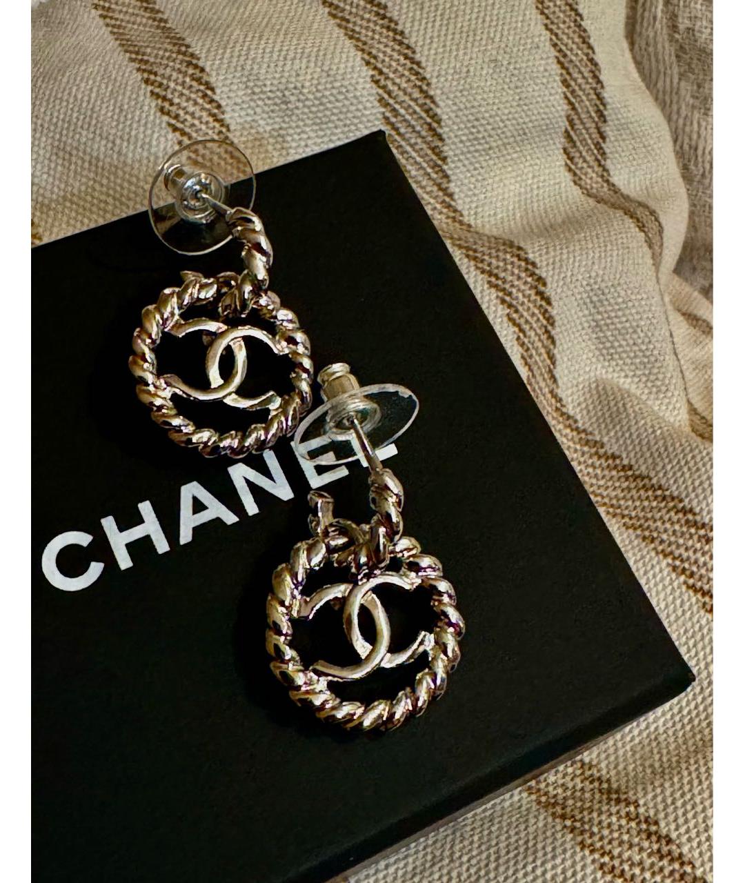 CHANEL Серебряные металлические серьги, фото 5
