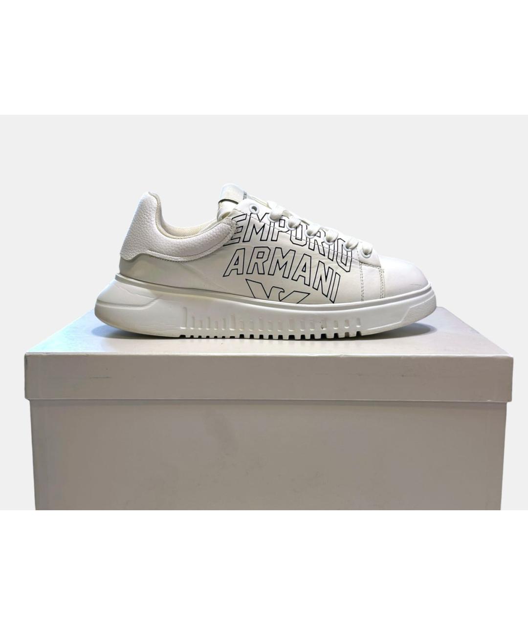 EMPORIO ARMANI Белые кожаные слипоны, фото 8