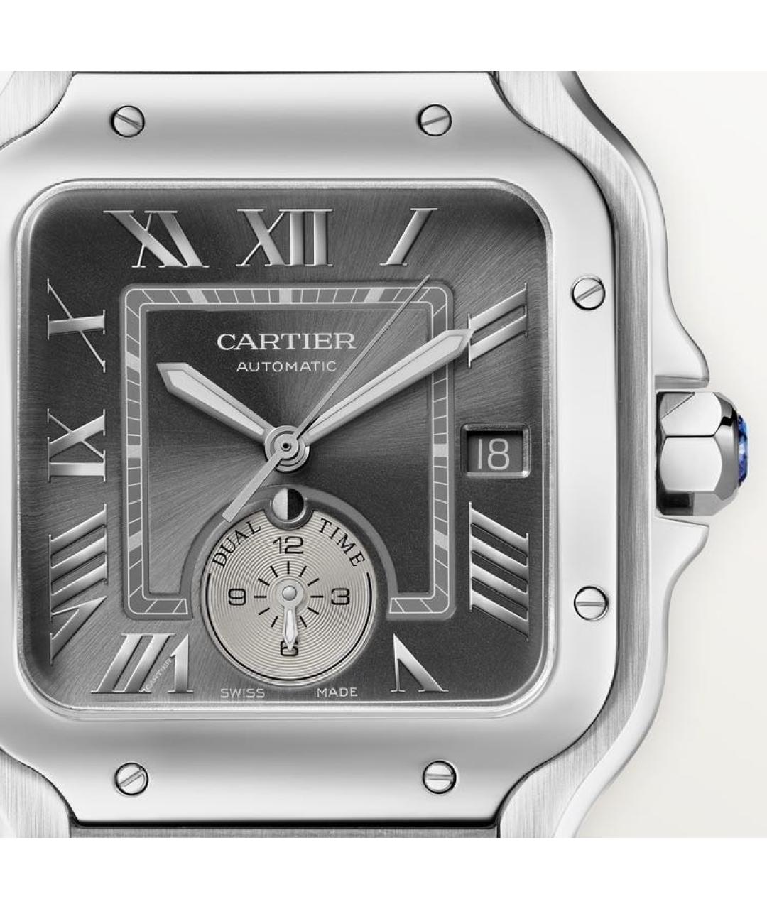 CARTIER Антрацитовые металлические часы, фото 5