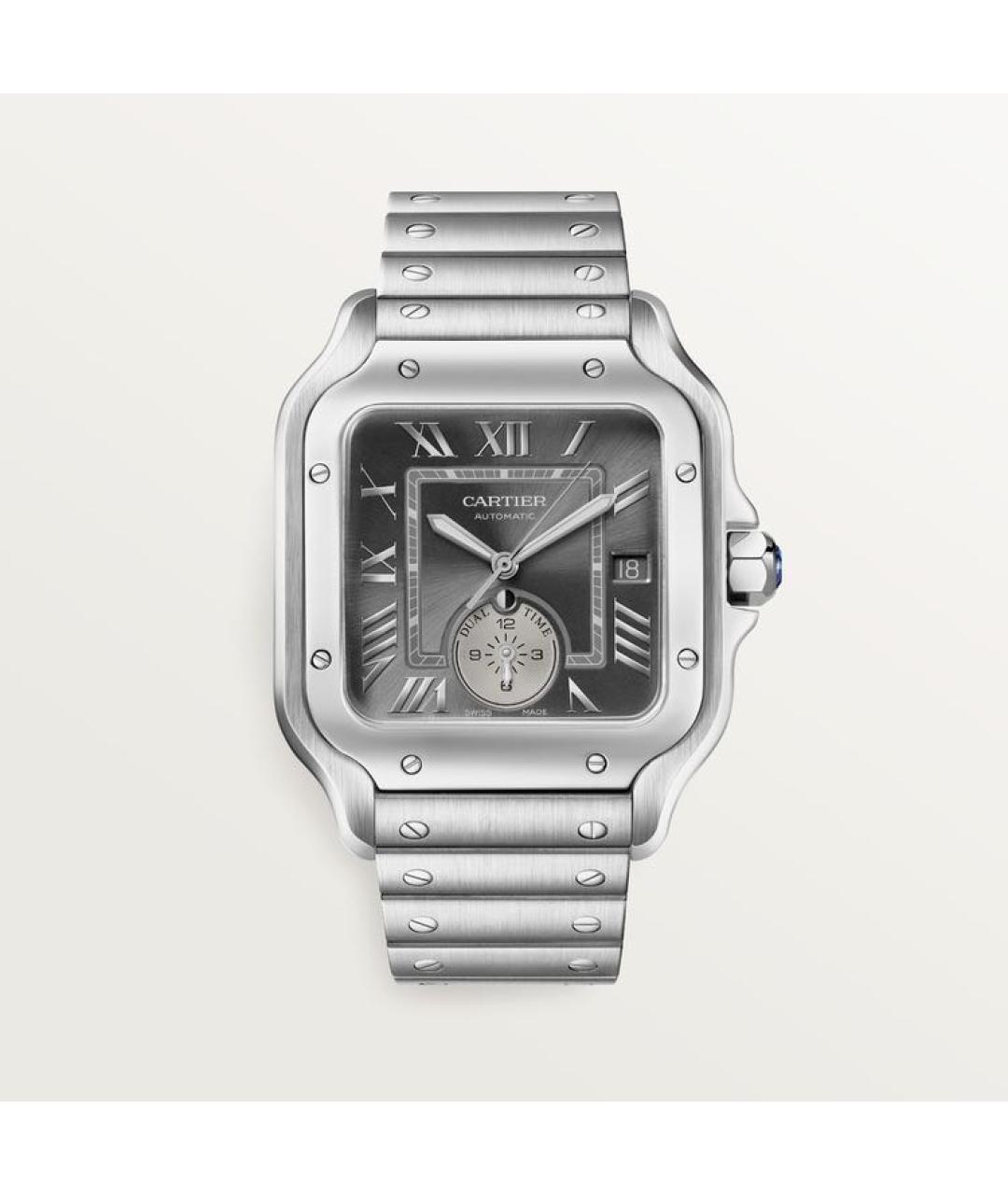 CARTIER Антрацитовые металлические часы, фото 9
