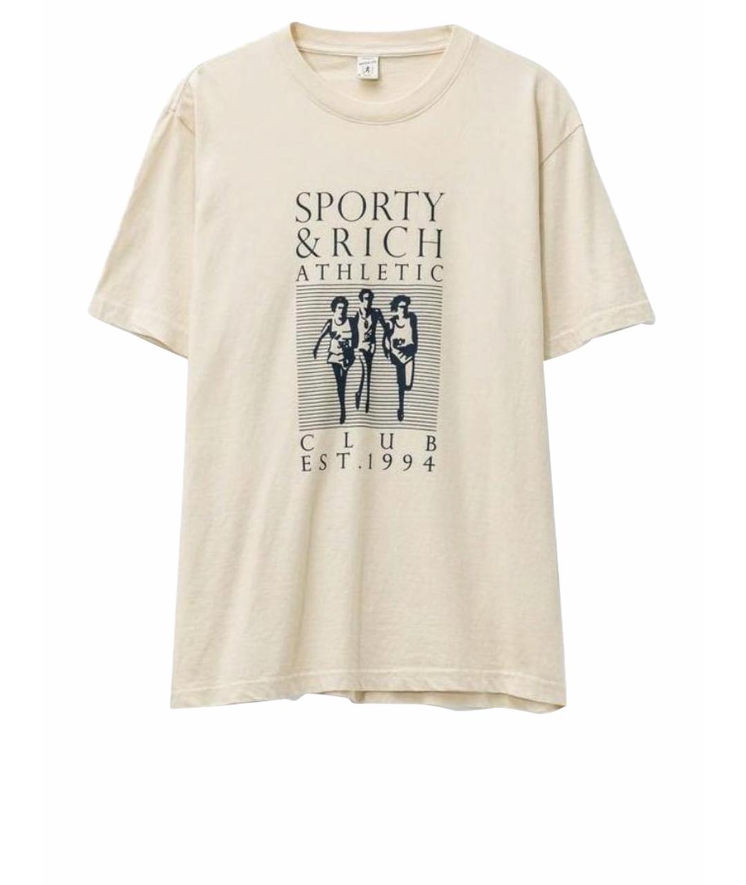 SPORTY AND RICH Бежевая хлопковая футболка, фото 1