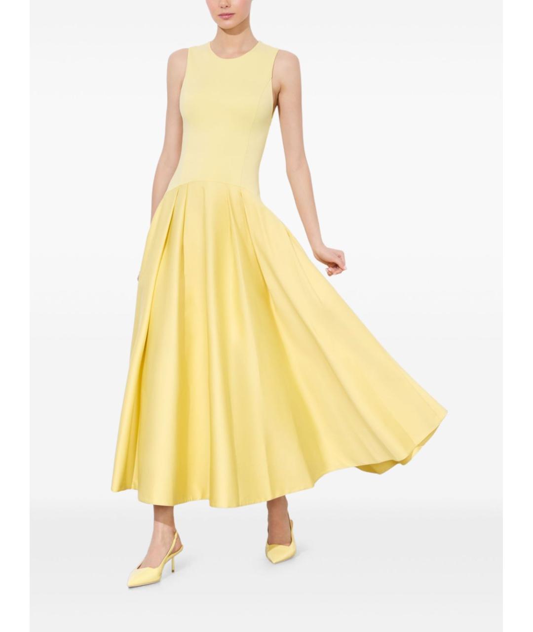 ALICE+OLIVIA Желтое хлопковое коктейльное платье, фото 3