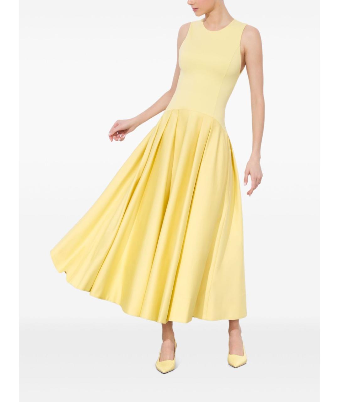 ALICE+OLIVIA Желтое хлопковое коктейльное платье, фото 4