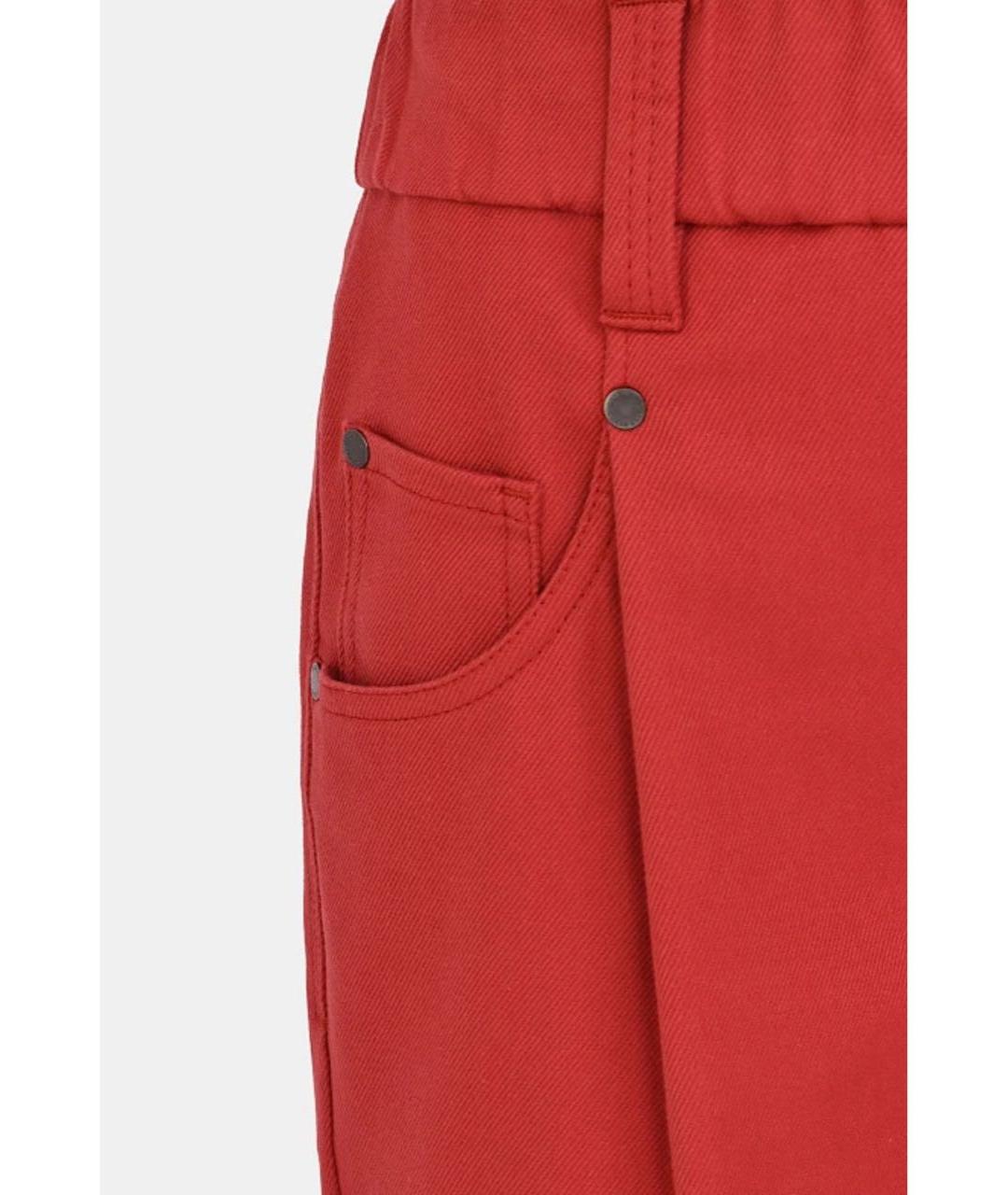 BRUNELLO CUCINELLI Красные хлопковые брюки узкие, фото 5