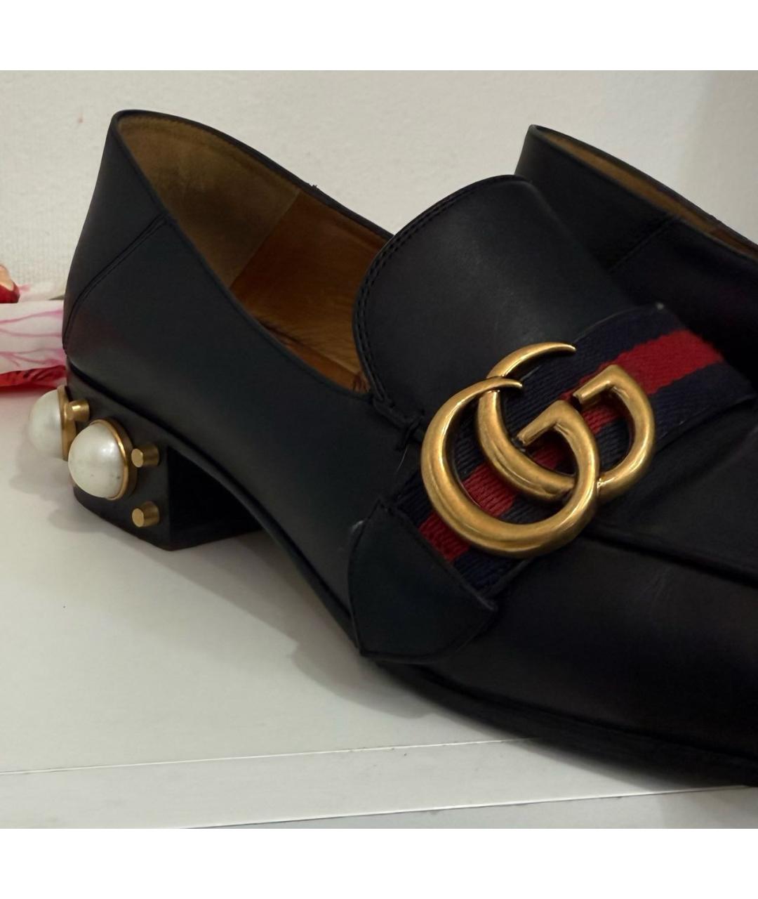 GUCCI Черные кожаные туфли, фото 5
