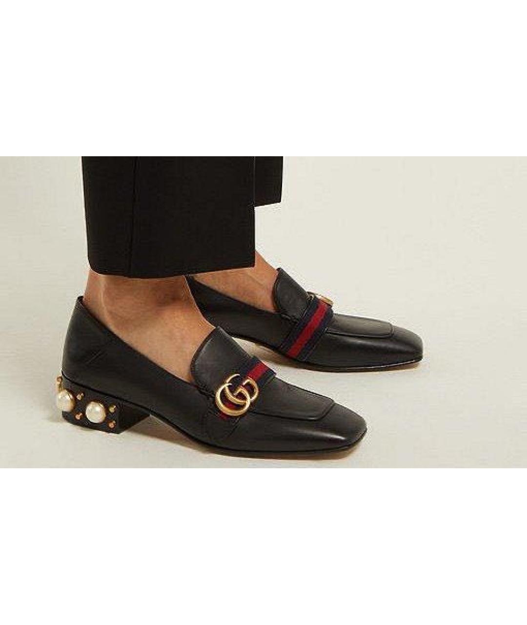 GUCCI Черные кожаные туфли, фото 2