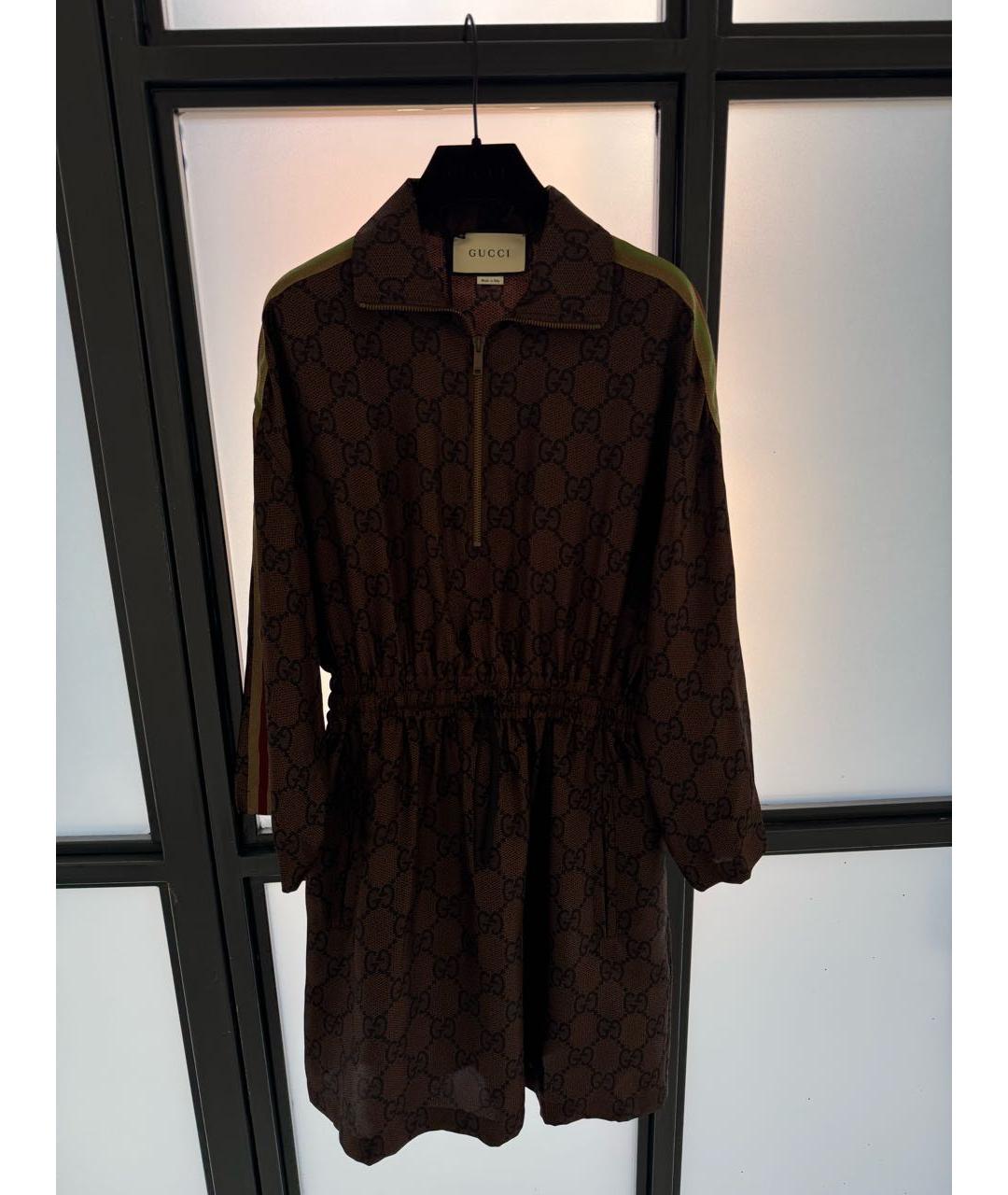 GUCCI Коричневое шелковое платье, фото 7