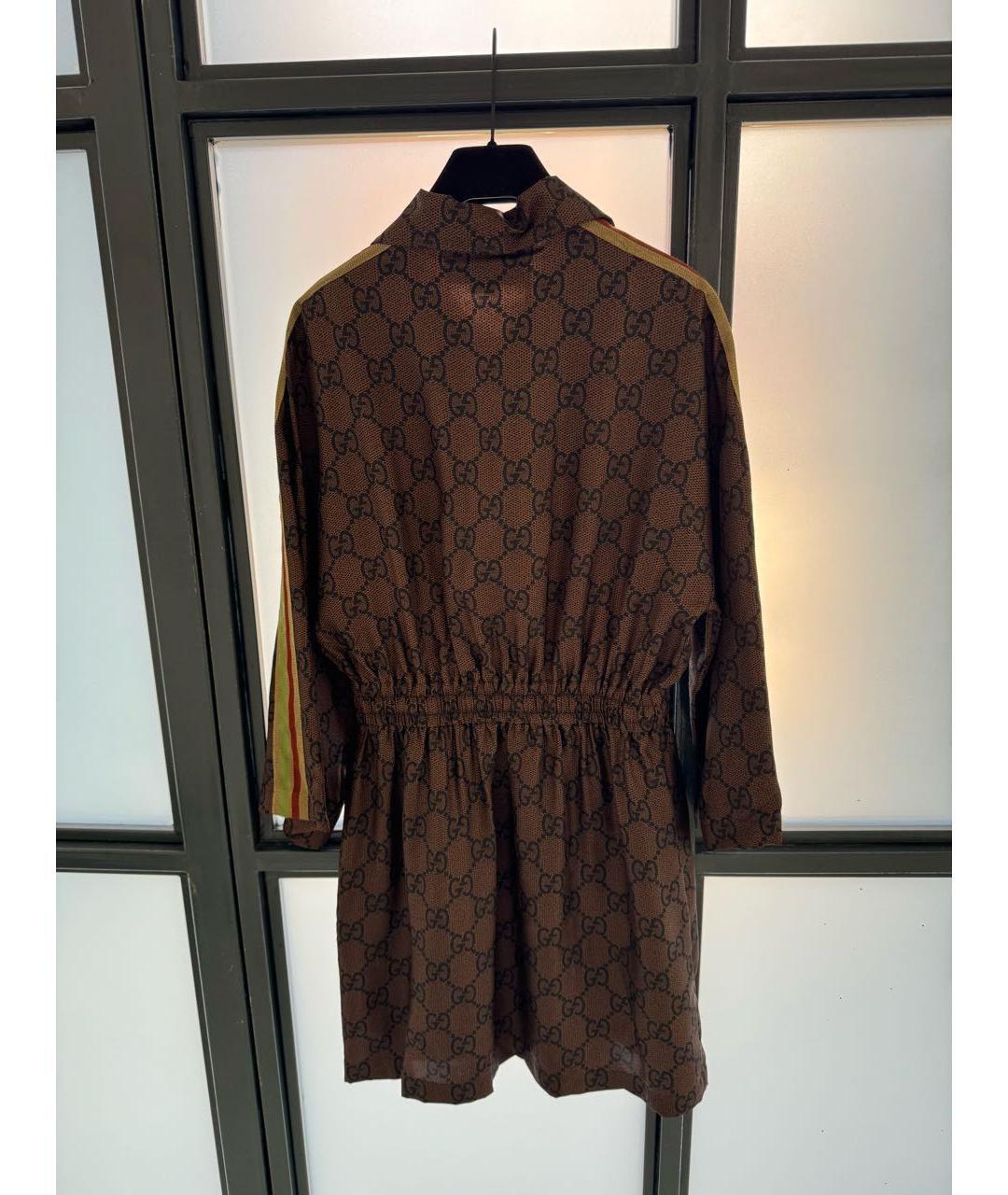 GUCCI Коричневое шелковое платье, фото 6