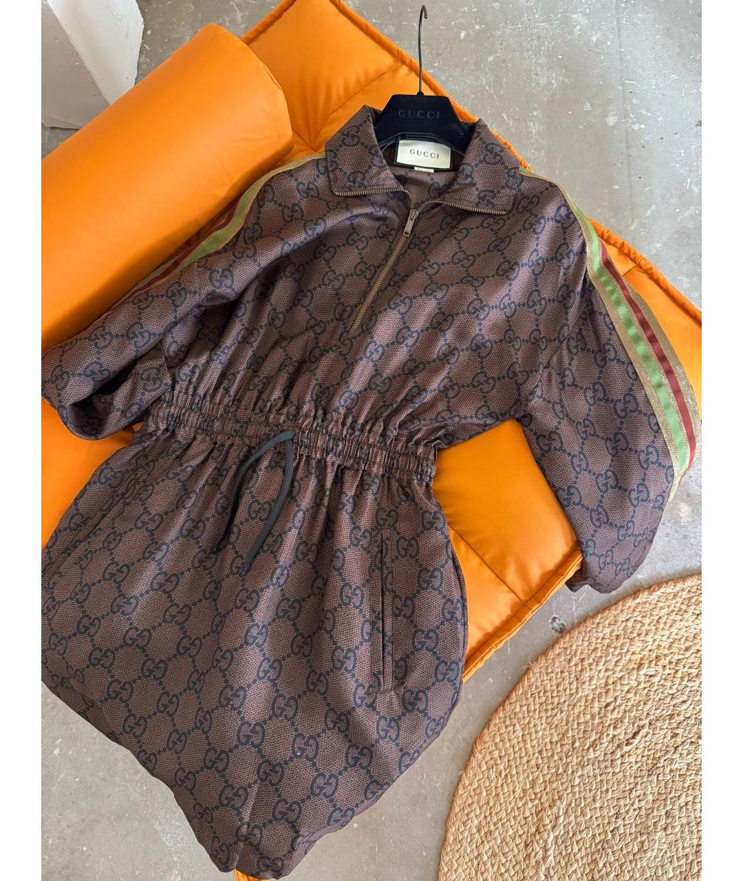 GUCCI Коричневое шелковое платье, фото 4
