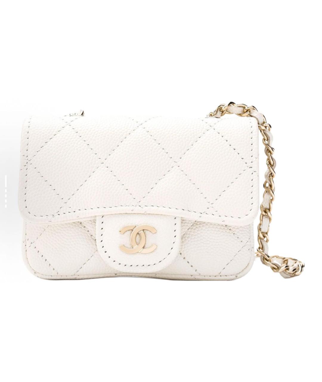 CHANEL Белая кожаная поясная сумка, фото 9
