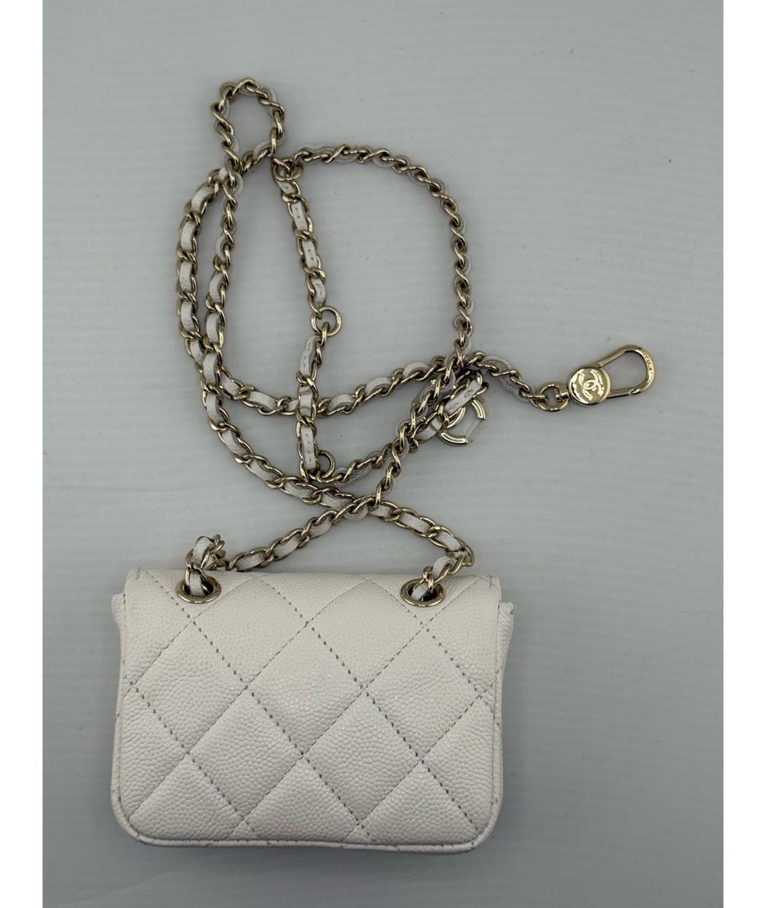 CHANEL Белая кожаная поясная сумка, фото 3