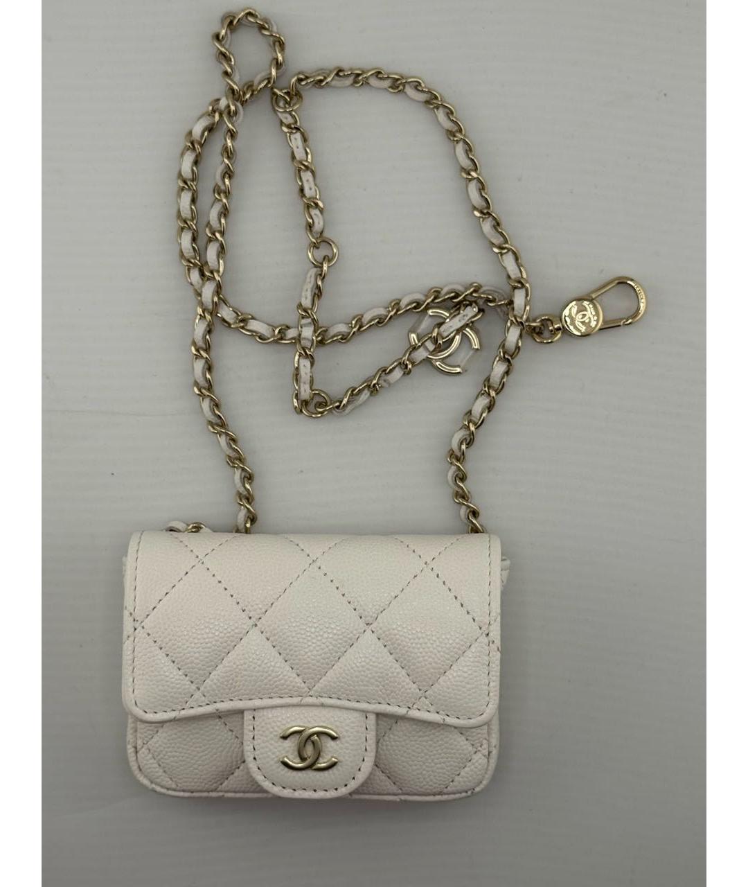 CHANEL Белая кожаная поясная сумка, фото 2