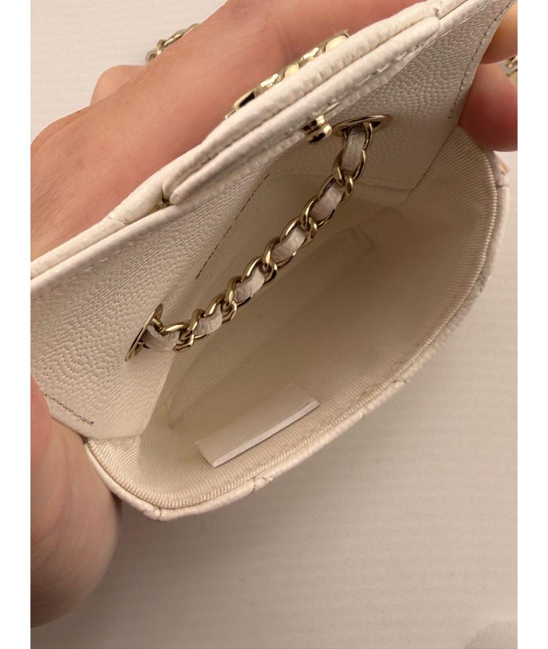 CHANEL Белая кожаная поясная сумка, фото 5