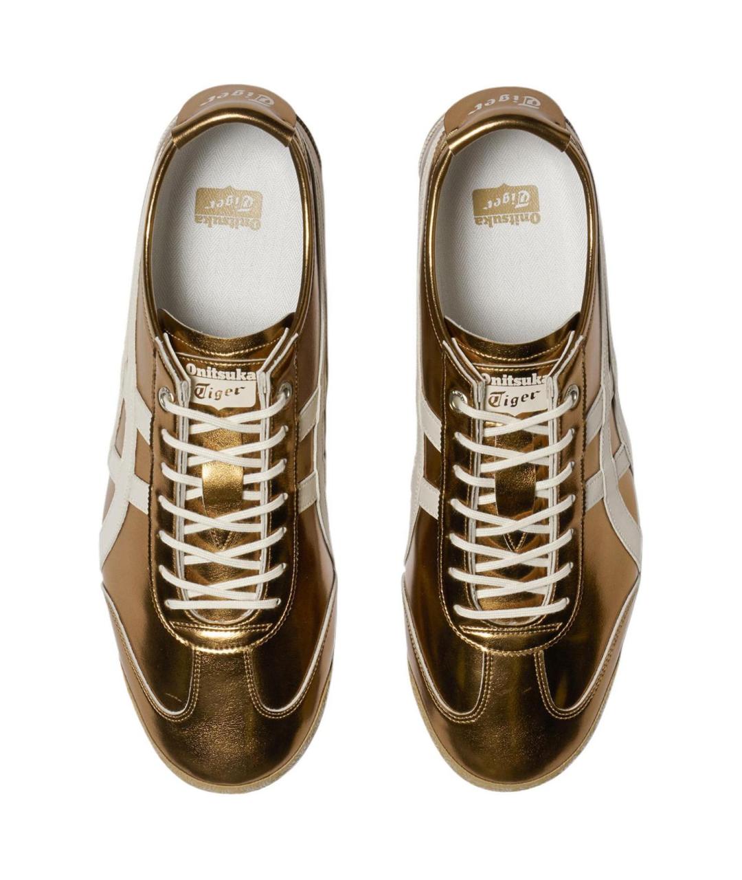 ONITSUKA TIGER Золотые кожаные кроссовки, фото 5