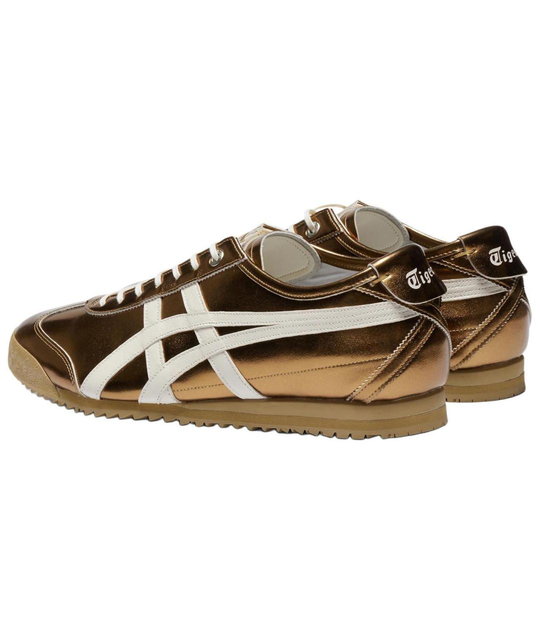 ONITSUKA TIGER Золотые кожаные кроссовки, фото 4