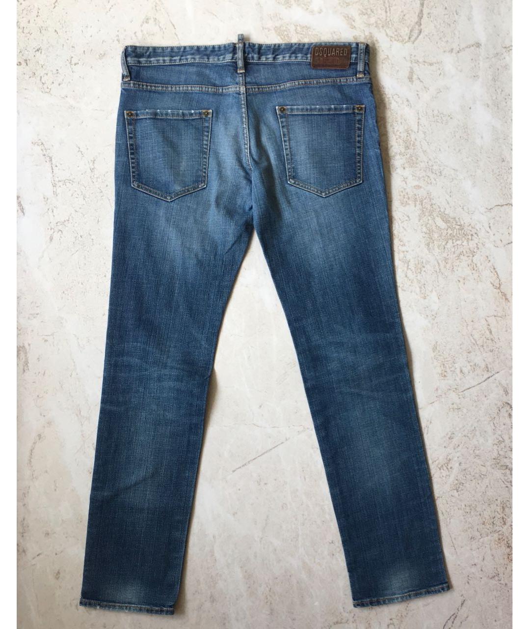 DSQUARED2 Синие хлопко-эластановые прямые джинсы, фото 8