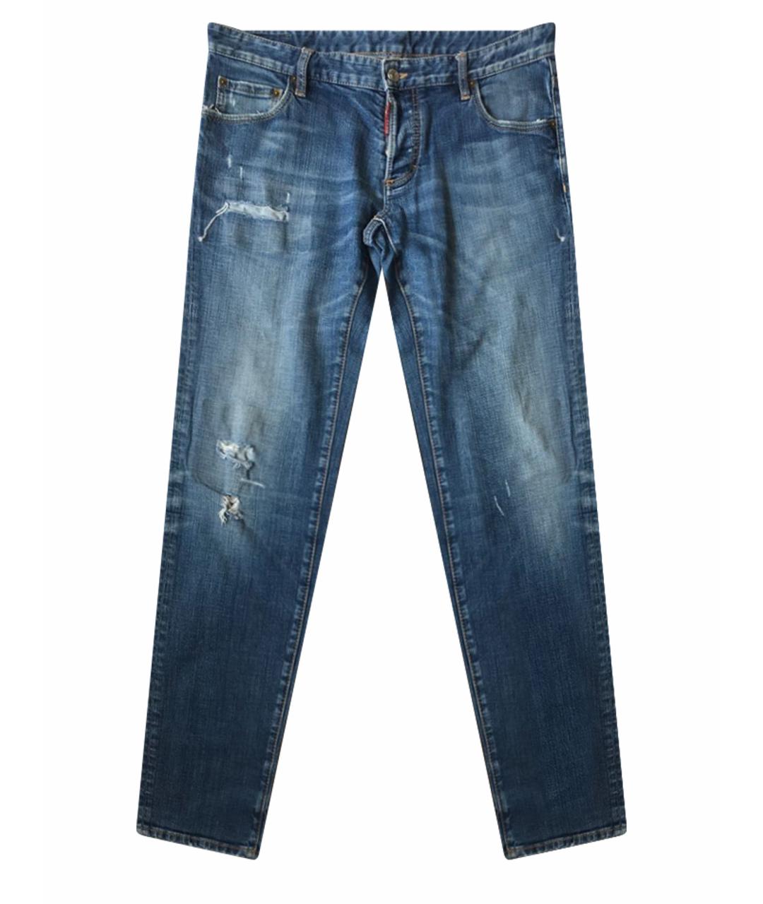 DSQUARED2 Синие хлопко-эластановые прямые джинсы, фото 1