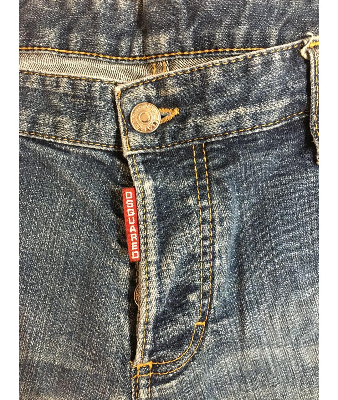 DSQUARED2 Синие хлопко-эластановые прямые джинсы, фото 4