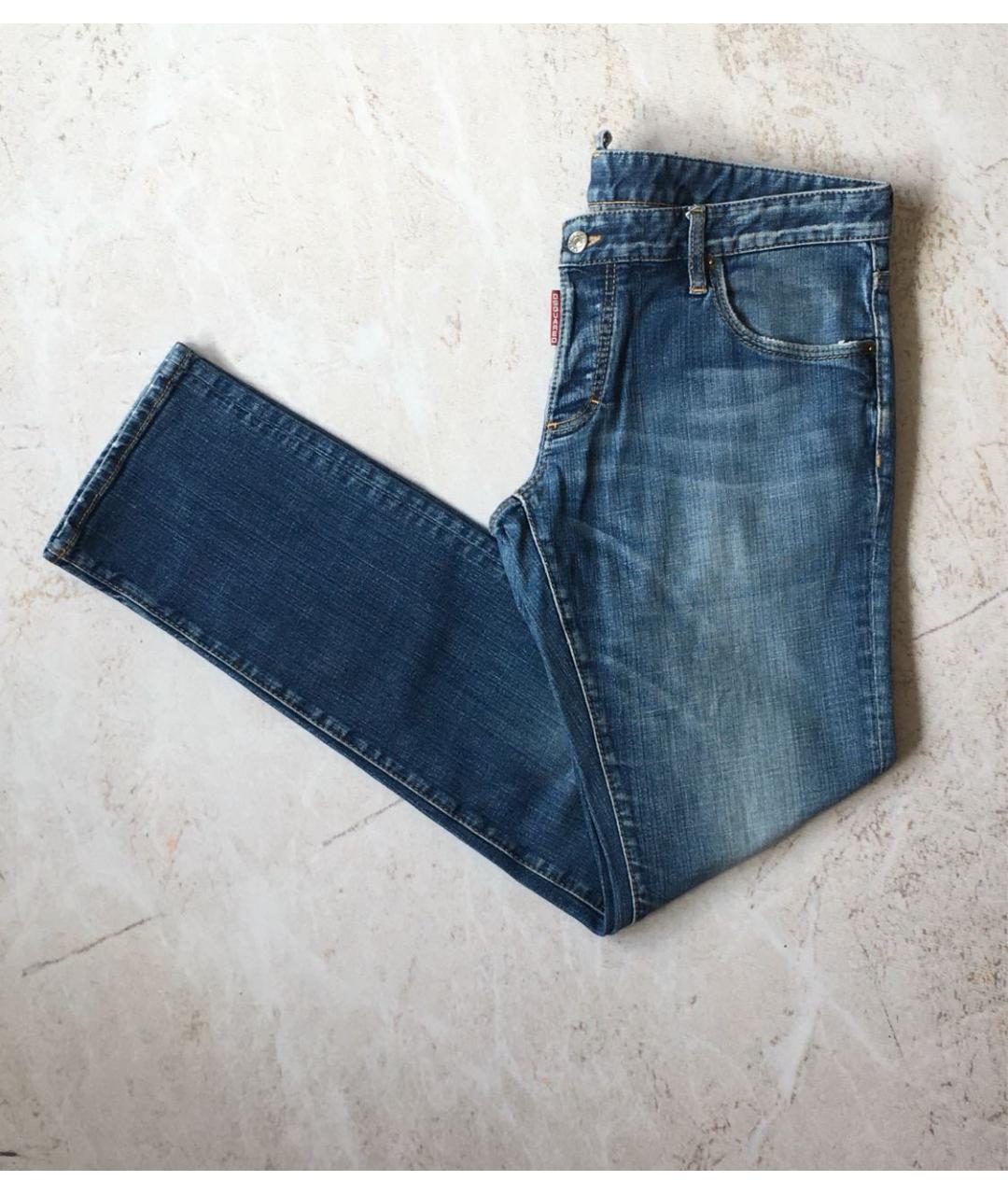 DSQUARED2 Синие хлопко-эластановые прямые джинсы, фото 2