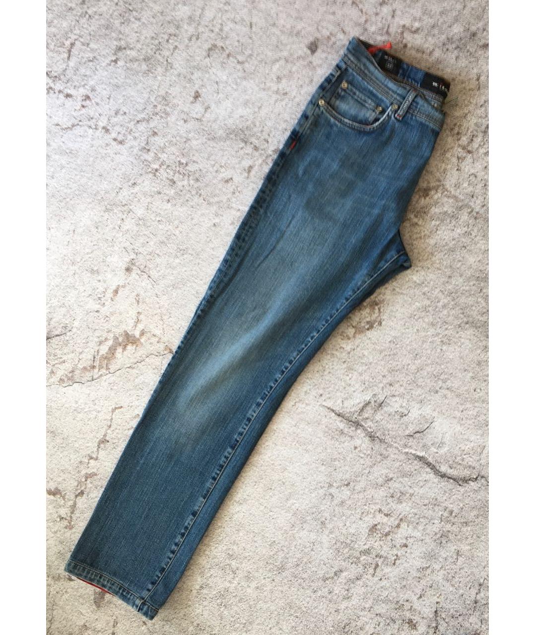 KITON Синие хлопко-эластановые прямые джинсы, фото 3