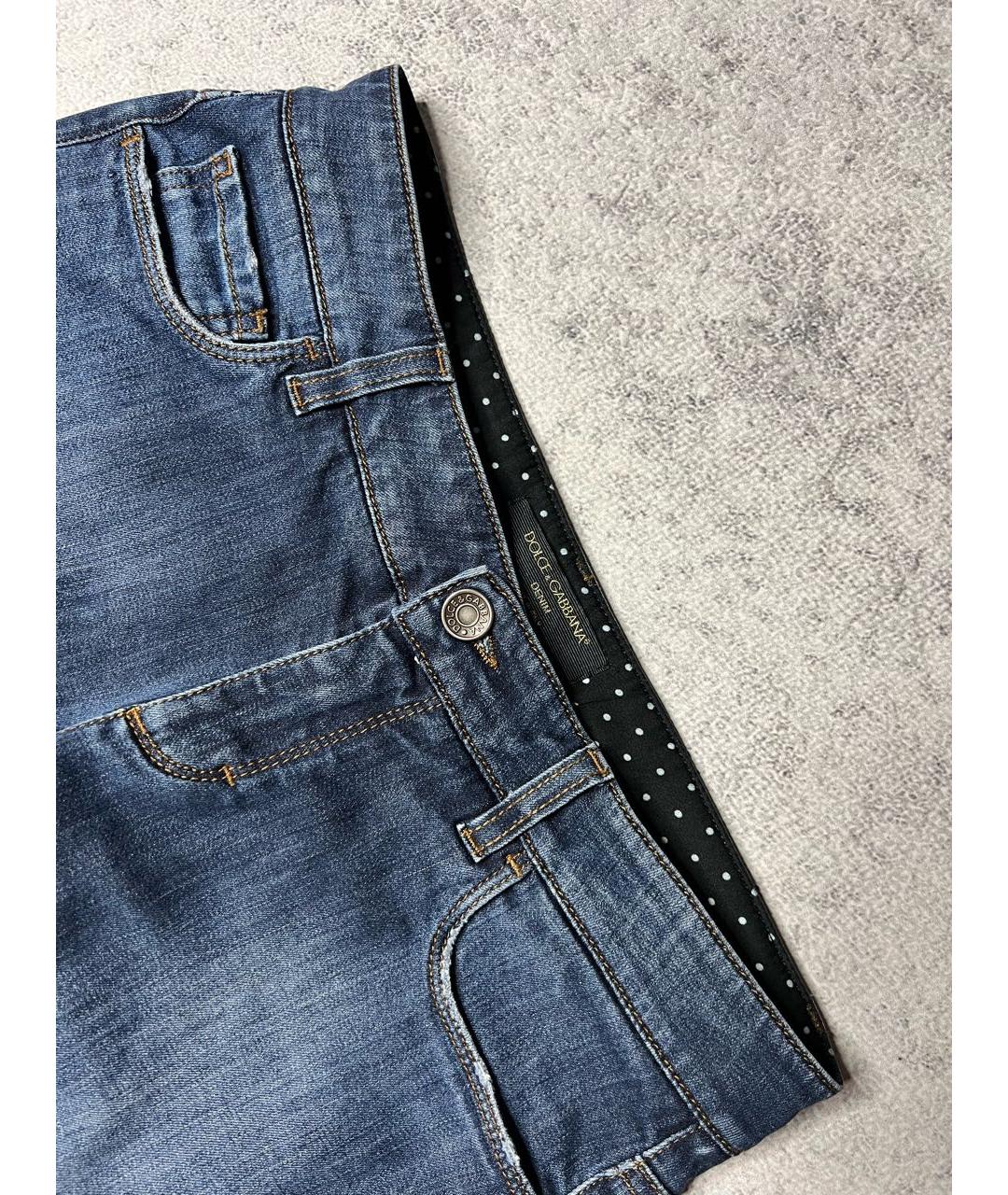 DOLCE&GABBANA Синие хлопко-эластановые джинсы слим, фото 3