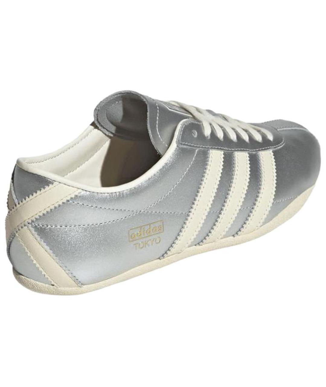 ADIDAS Серебряные кожаные кеды, фото 4