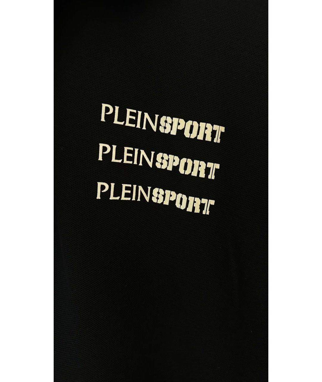 PLEIN SPORT Черное хлопковое поло с коротким рукавом, фото 5