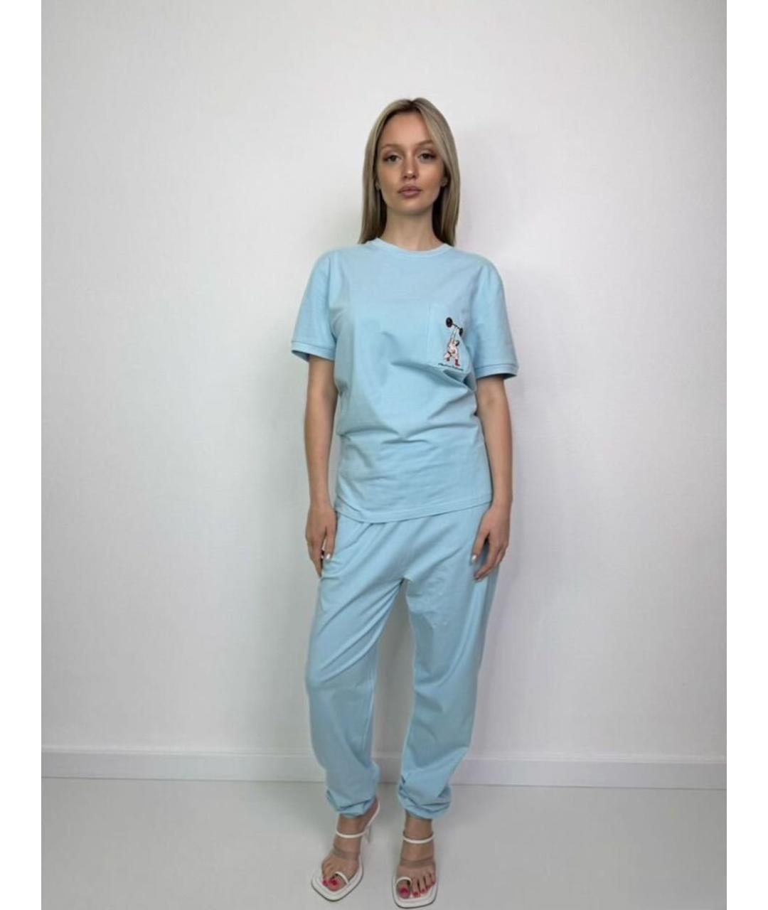 MOSCHINO Голубой хлопко-эластановый костюм с брюками, фото 8