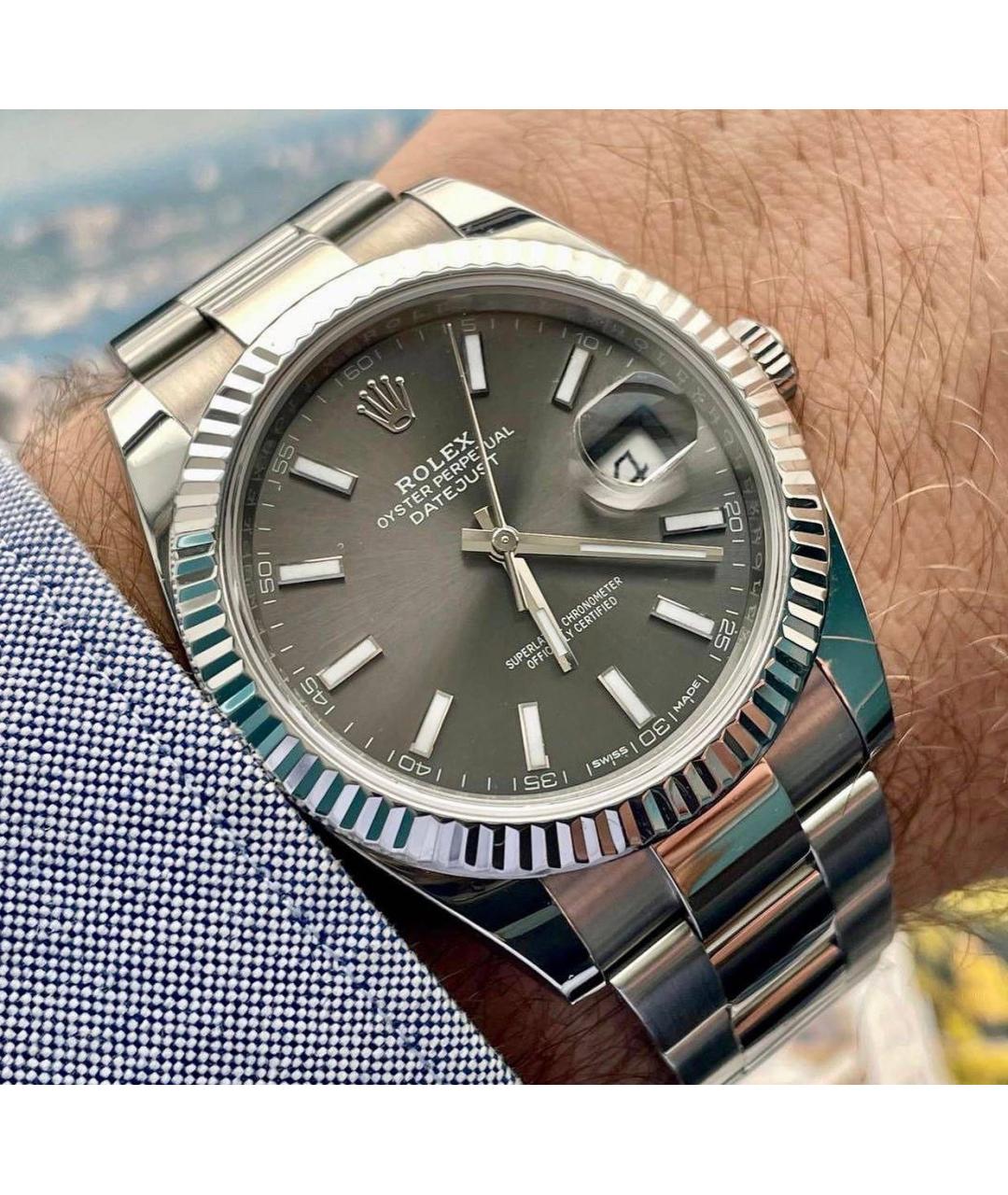ROLEX Антрацитовые часы из белого золота, фото 8