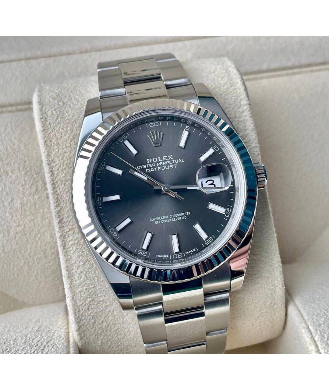 ROLEX Антрацитовые часы из белого золота, фото 3